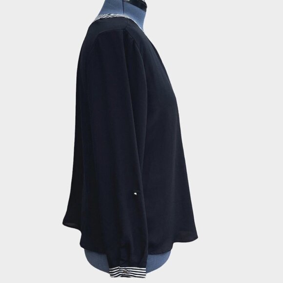 NOTATIONS Silky Black Career Blouse Women's 2XL (18-20) V-Neck Business‎ Casual - Picture 2 of 15